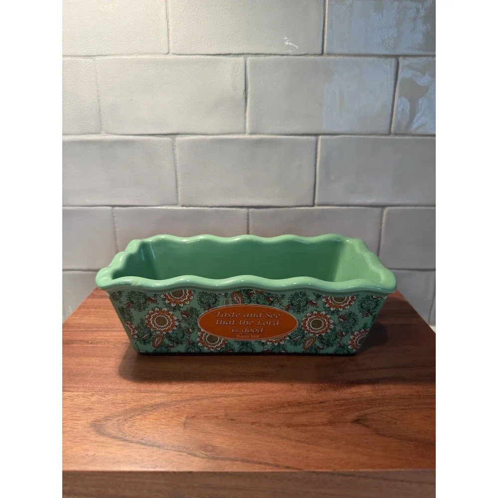 Ceramic Bread Pan Psalm 34:8 Bake Friends